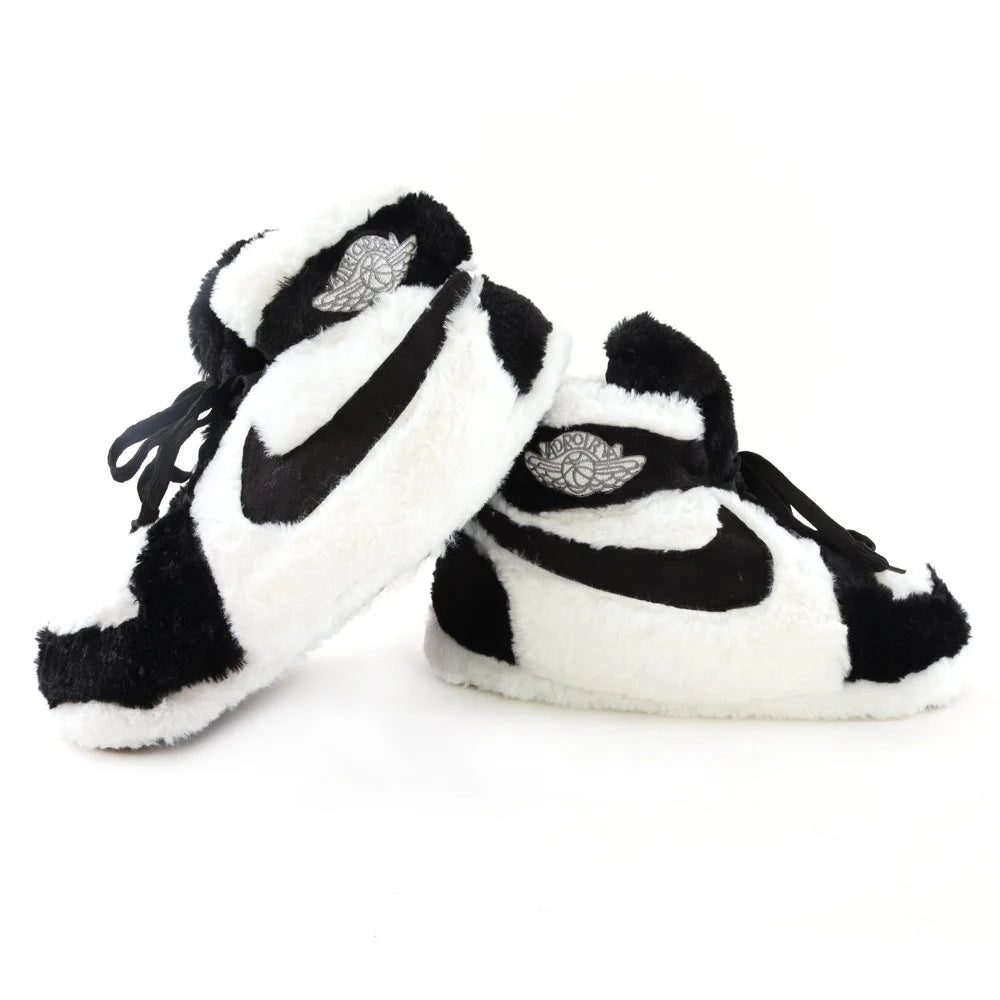 Black & White Trainer Slippers